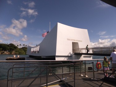 Arriving at the USS Arizona Memorial, Pearl Harbour