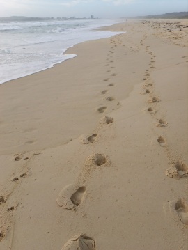 Footsteps along Tuncurry beach
