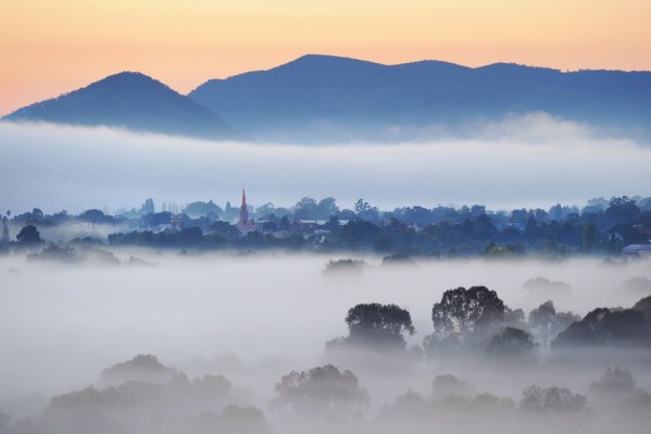 Winter and foggy view of Mudgee