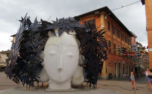 Large metal head sculpture