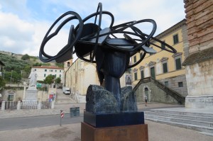 Large metal head sculpture