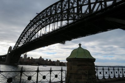 Sydney Harbour Bridge under grey skies