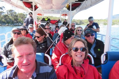 Boarding the boat at Pirates Bay for the Tasman Island Boat trip