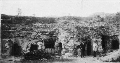 Outside a dugout in 1925 - State Library NSW