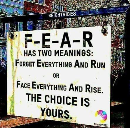 FEAR has two meanings: Forget Everything and Run or Face Everything and Rise. The Choice is Yours
