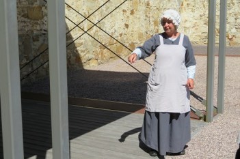 Mary James welcomes us to the Cascades Female Factory in Hobart
