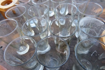 Close up of empty beer glasses at the Cascade Brewery Hobart