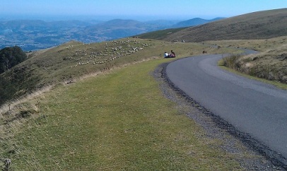 Views back into Frances climbing the Pyrenees on the Camino Frances
