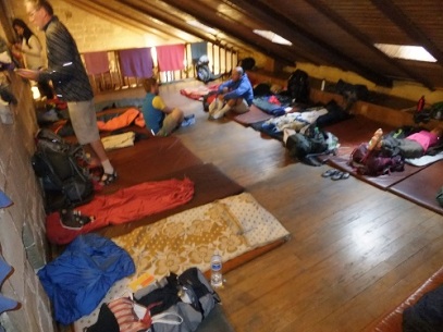 The sleeping arrangements in an albergue in Spain
