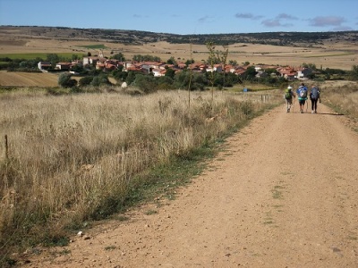 three people walking across Spain on the Camino Frances