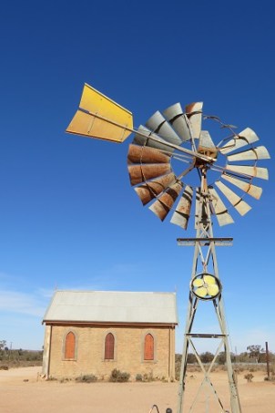 An old building and windmill in Silverton Outback NSW