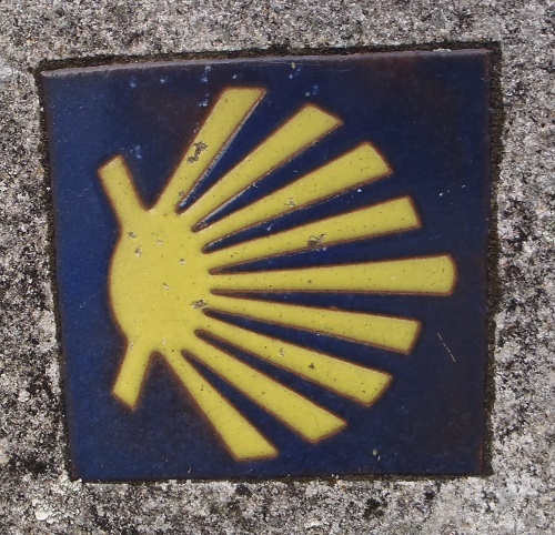 A camino shell tile on a granite wall