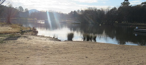The sun sparkles at Lotus Bay, Lake Burley Griffin