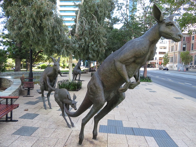 Kangaroo sculpture on the streets of Perth