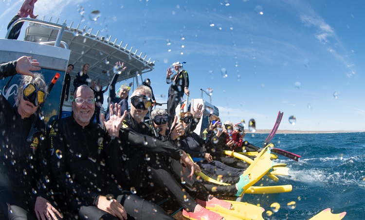 Getting ready to swim with whale sharks on Ningaloo Reef