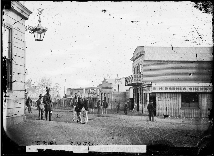 Men standing in Mayne Street Gulgong Source: State Library