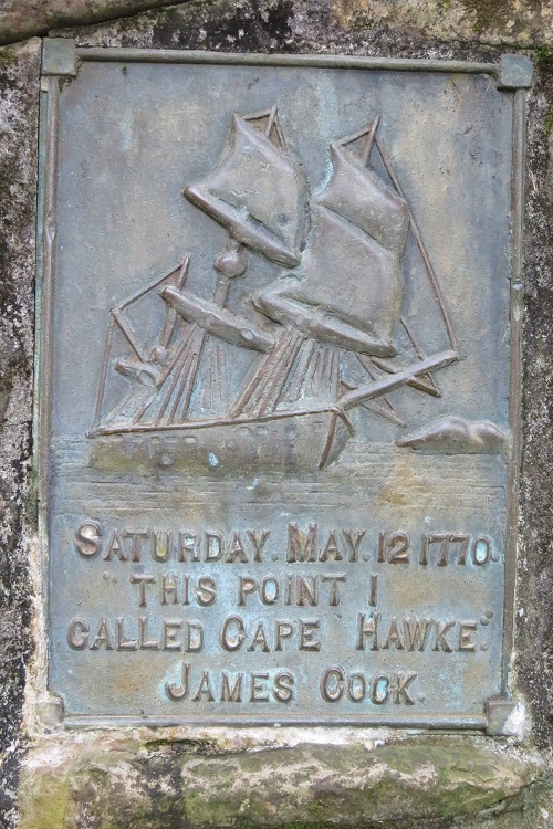 The bronze plaque at the Cape Hawke Lookout near Forster, NSW