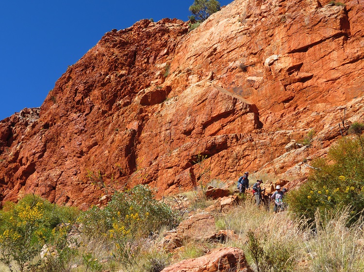 Heading down a steep path on the Larapinta Trail