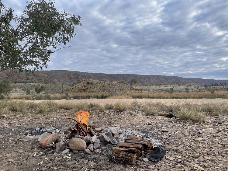 Campfire on the Finke River in Central Australia