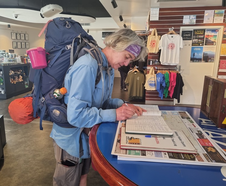 Signing the final register on the Bibbulmun Track, Albany