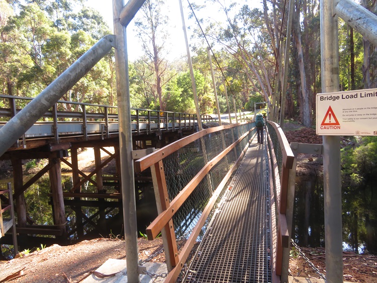 Walking across the new bridge at One Tree Bridge