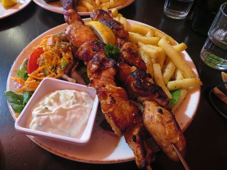 Chicken souvla at Stalactites restaurant