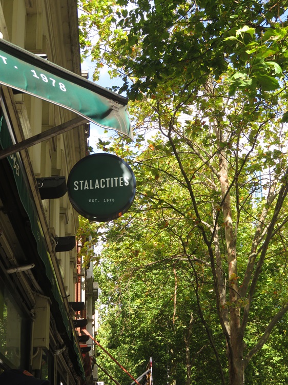 The external sign for Stalactites restaurant in Melbourne