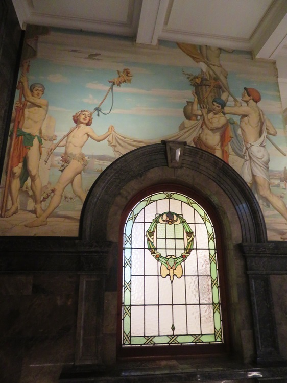 Painted frescoes at the State Library Victoria