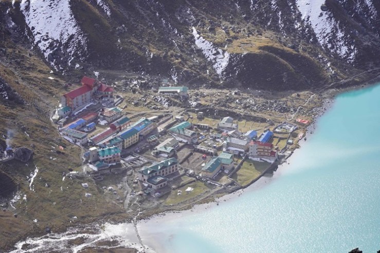 Mountain views from the top of Gokyo Ri, Himalayas