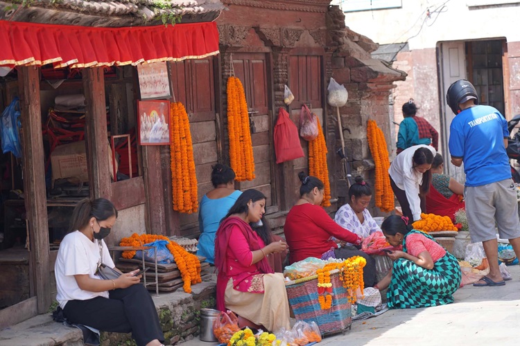 Colour everywhere at the temple, Kathmandu. Photo: The Husband
