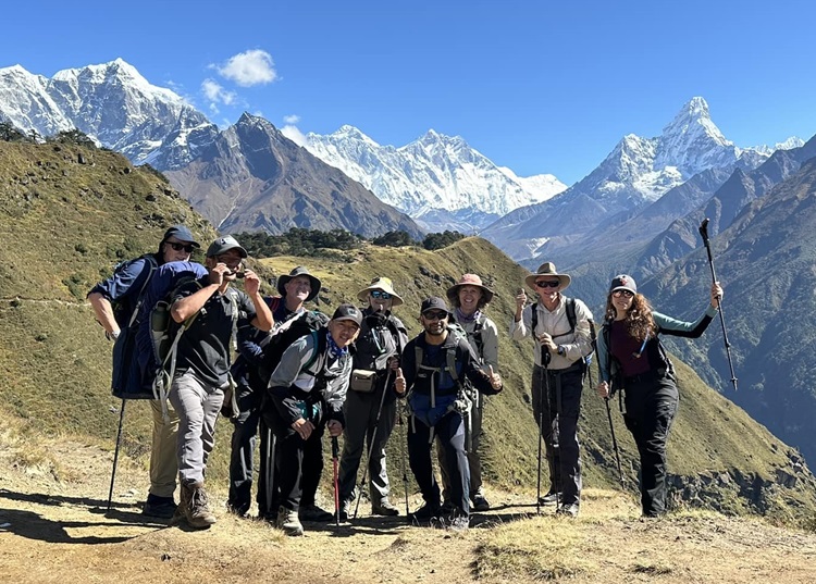 Group photo in front of Mt Everest