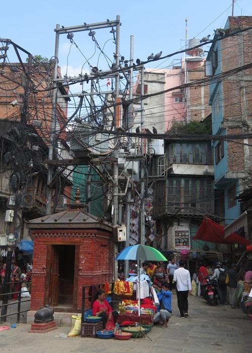 Creative wiring and cabling in Kathmandu, Nepal