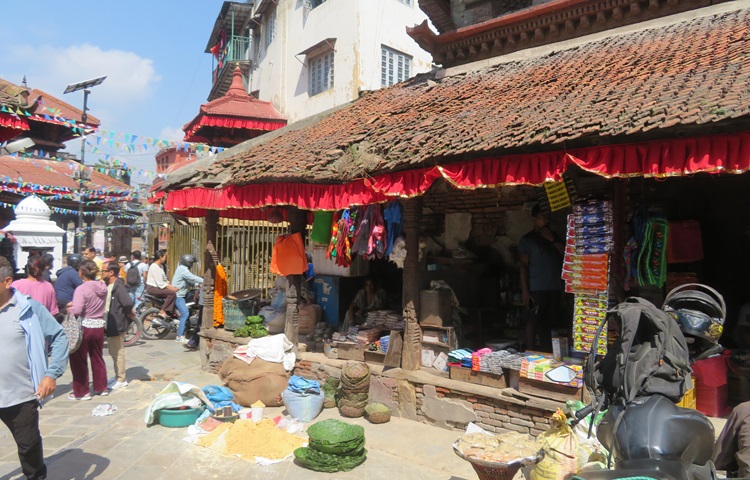 Grains for sale on the street of  Kathmandu. 