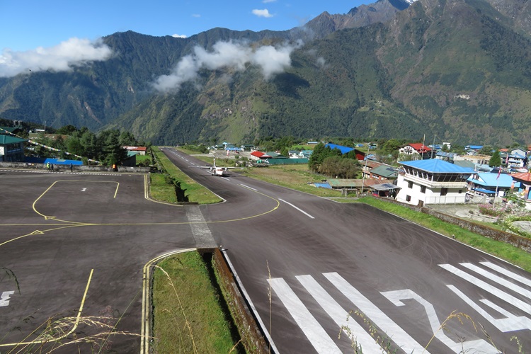 The runway at Lukla airport