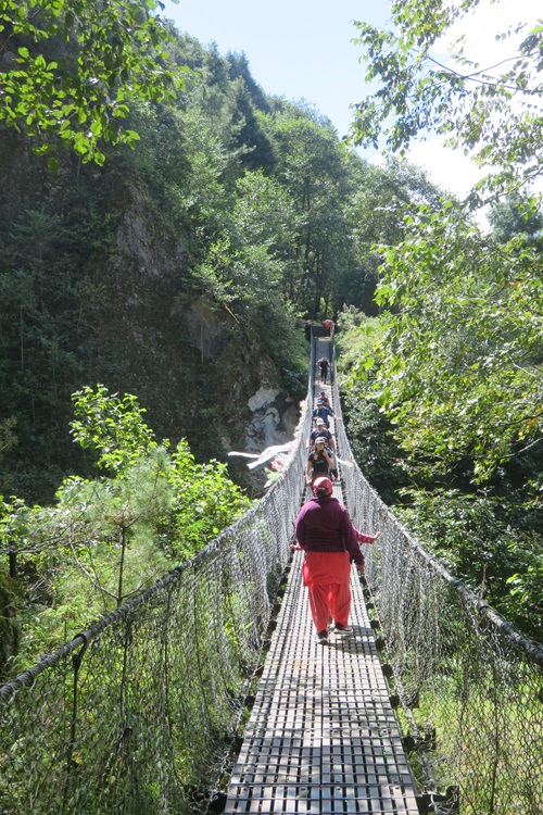 Suspension bridge fun in the Himalayas
