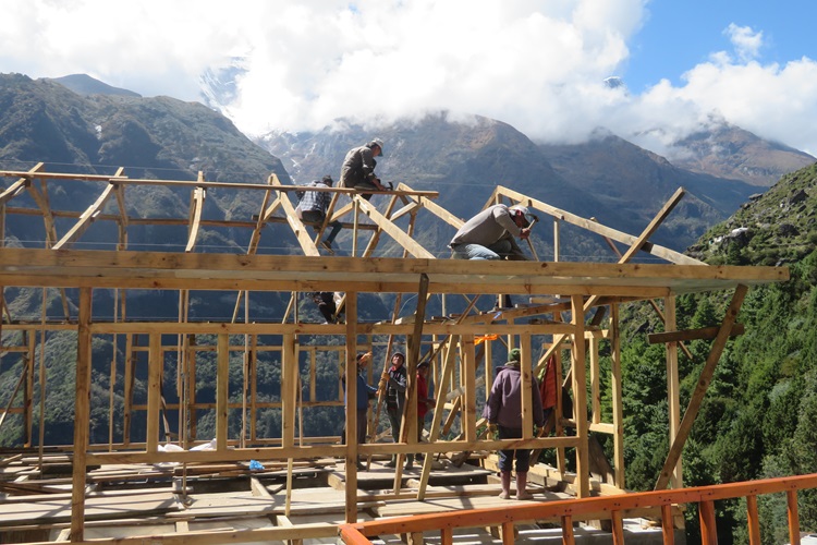 Building a new house in Namche, Nepal