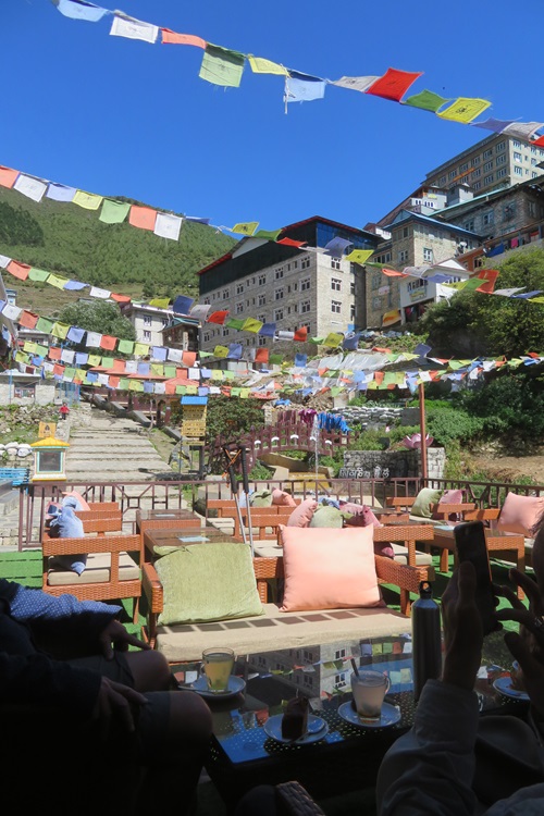 Colourful streets in Namche, Himalayas
