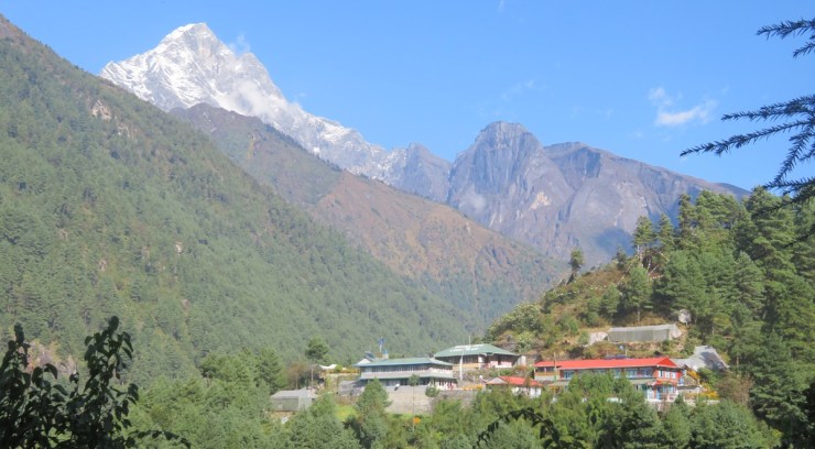 Final mountain views on the last stage of the Everest Highway to Lukla, Nepal
