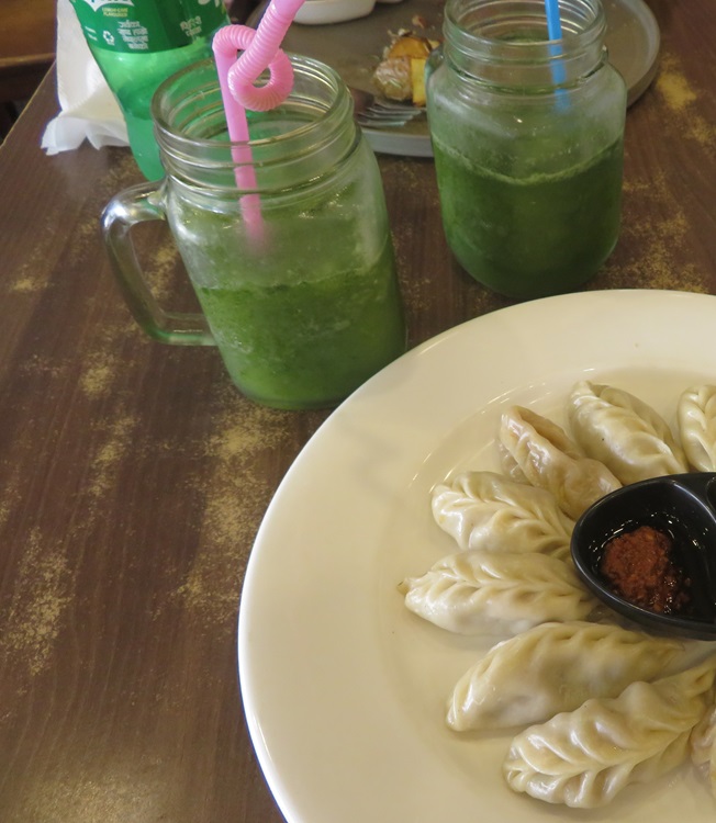 Momos and Mint lime drink in Kathmandu, Nepal