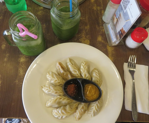 Momos and Mint lime drink in Kathmandu, Nepal