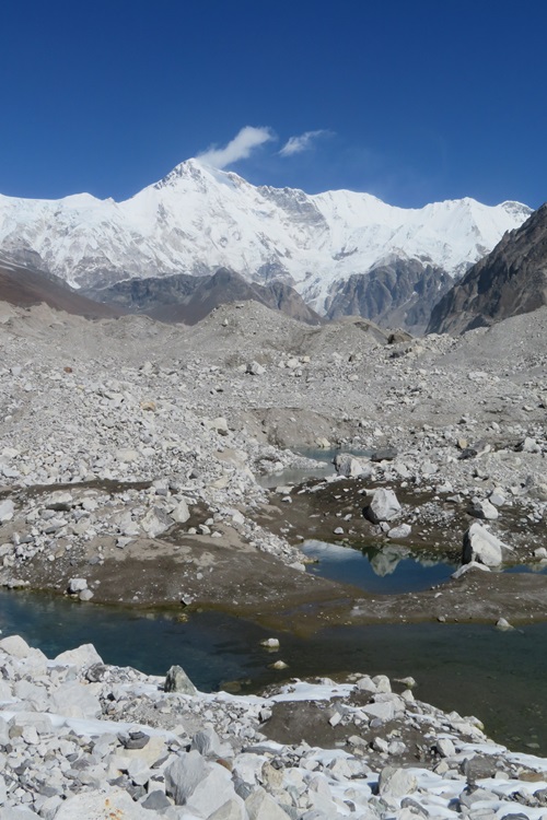Heading across the glacial moraine, Nepal