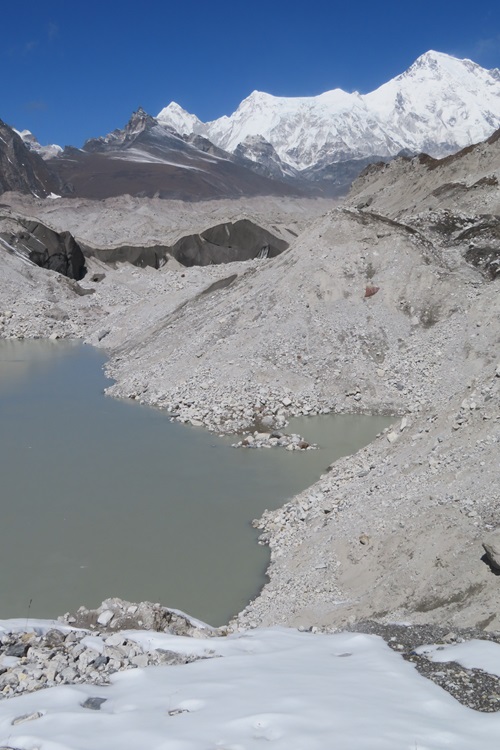 Heading across the glacial moraine, Nepal