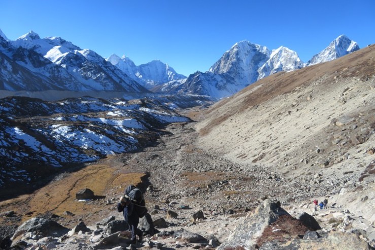 The trail to Everest Base Camp from Lobuche, Nepal