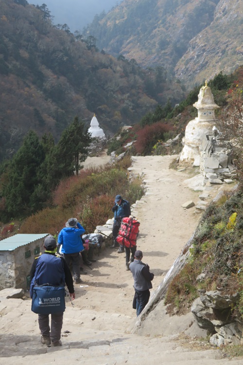 Stupas beside the track on the way to Thangboche, Nepal