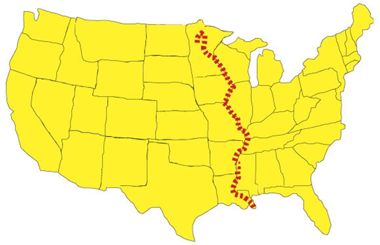Map of the Mississippi River Trail. Source: Bicycle Touring Pro