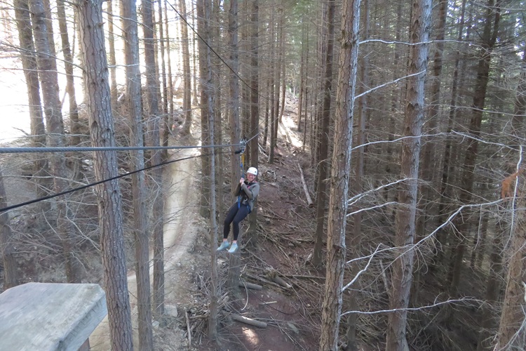 Getting ready for our first zip with Ziptrek at the top of Bob's Peak, at Queenstown, New Zealand