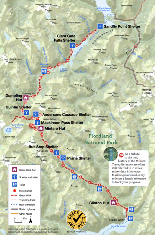Milford Track Map. Source: NZ Dept of Conservation