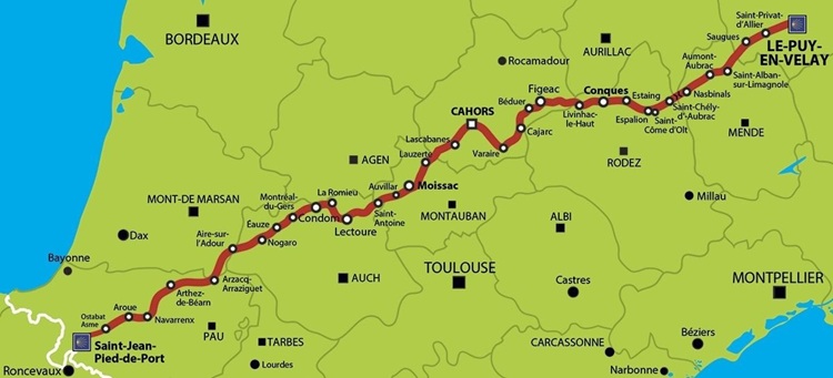 Map of the Camino Via Podiensis route