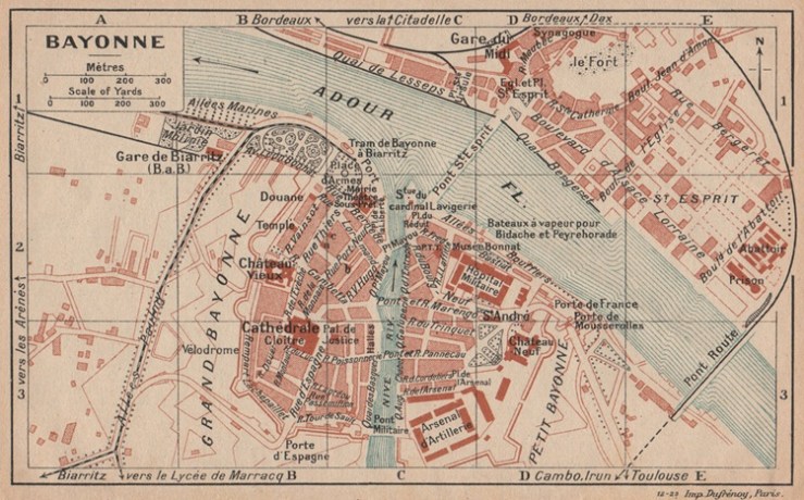 Bayonne Map. Source: Antique maps and prints 1921