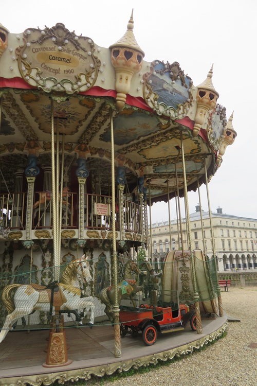 A carousel in the Old City of Bayonne, Southern France